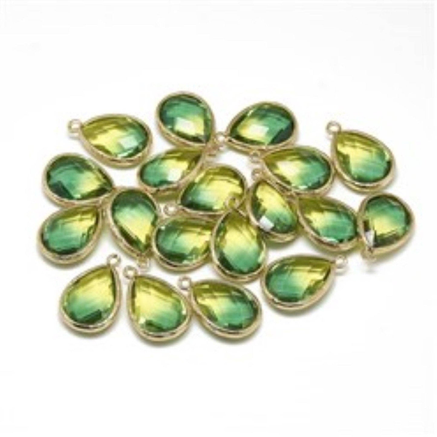 Yellow & Green Gold Glass Teardrop Dangle Earrings, Minimalist Style, Bridal Drop Earrings, Multi Color
