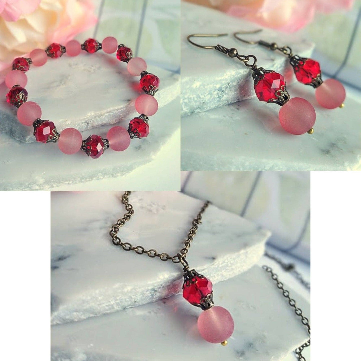 Red Frosted Sea Glass, Brass Stretch Bracelet, Brass Strand, Antique, Victorian Fashion, Art Deco, Beach, Gift For Her